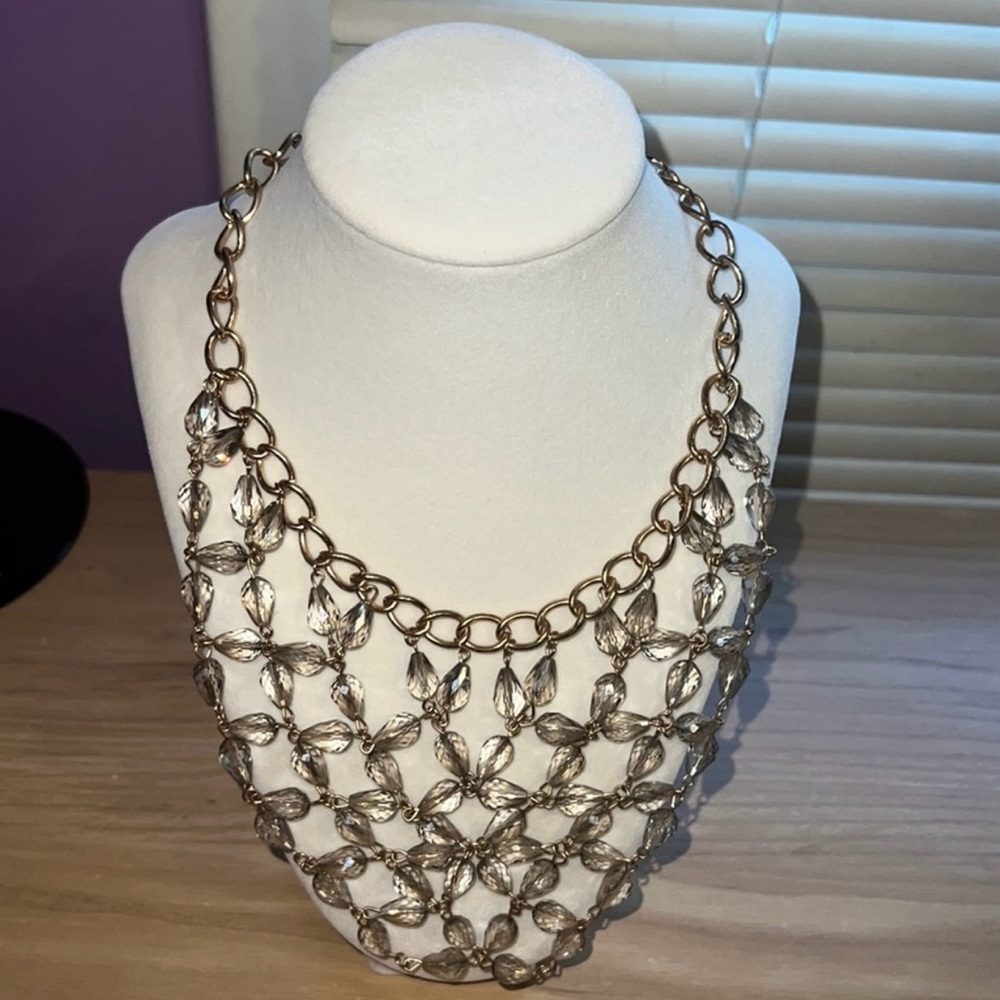 Gold and Silver Chain Fashion Bib Necklace